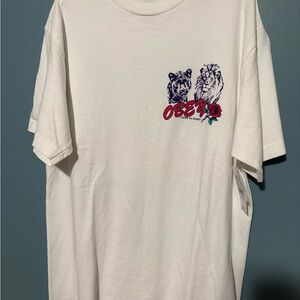Obey Unisex Graphic Tee with Tiger & Lion Print
